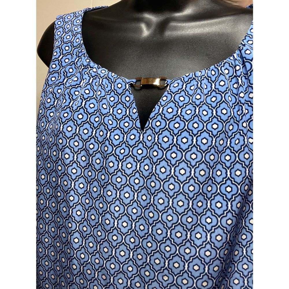 Dana Buchman Blue and Gold Accented Blouse Size Large - Picture 1 of 4